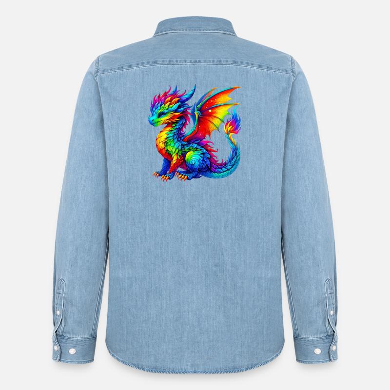 Drache - Männer Jeanshemd Organic von Stanley/Stella - verwaschenes Hellblau