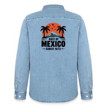 Gulf of Mexico Since 1672 Retro Beach Vibes - Männer Jeanshemd Organic von Stanley/Stella - verwaschenes Hellblau - Hinten - AI Model Male 185 light (185cm)