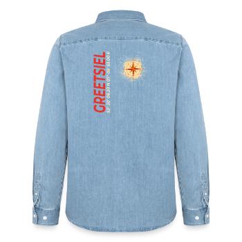 Greetsiel - Männer Jeanshemd Organic von Stanley/Stella - verwaschenes Hellblau - Hinten - AI Model Male 185 light (185cm)