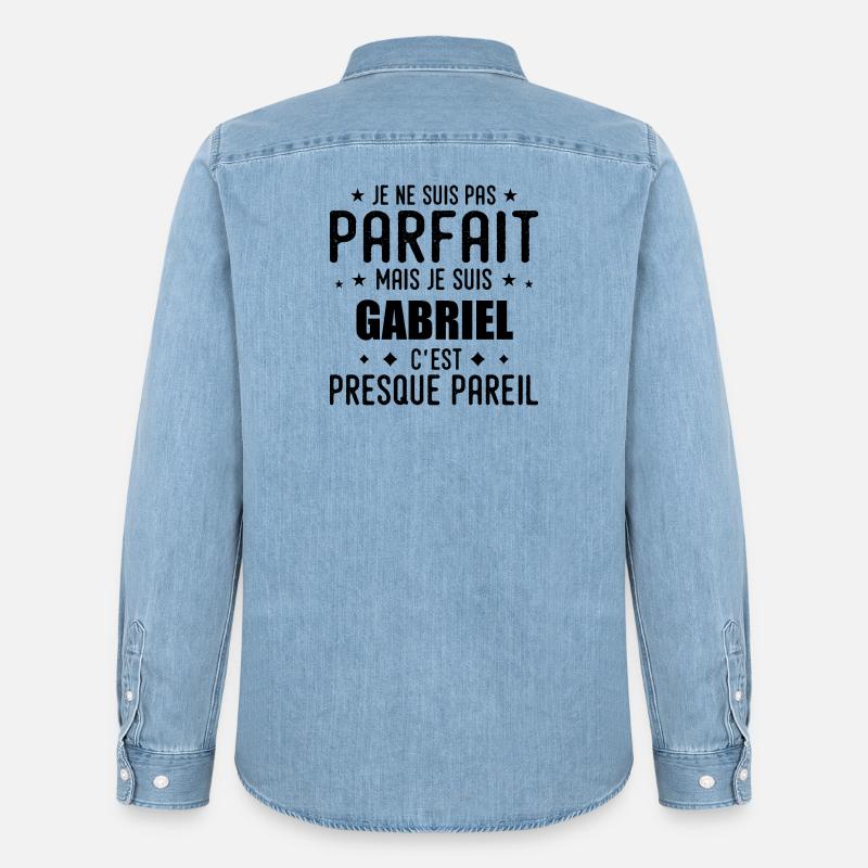 Gabriel: authentisch, unvollkommen, oberflächlich, perfekt - Männer Jeanshemd Organic von Stanley/Stella - verwaschenes Hellblau