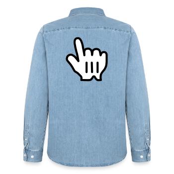 pointinghand - Männer Jeanshemd Organic von Stanley/Stella - verwaschenes Hellblau - Hinten - AI Model Male 185 light (185cm)