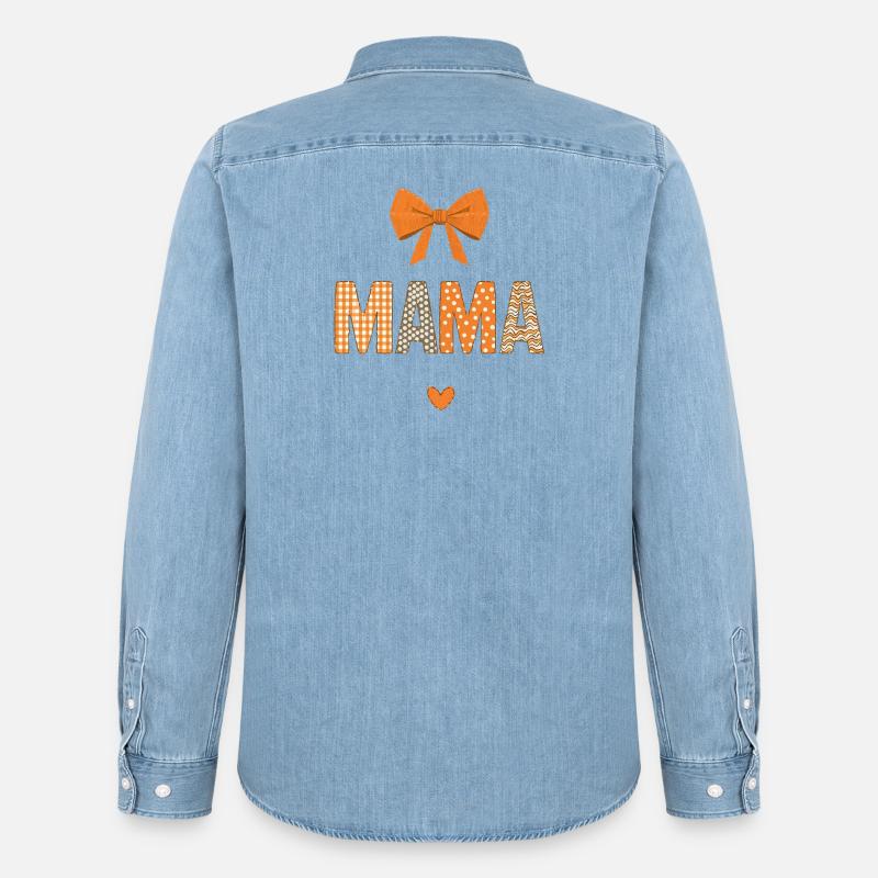 Orange Mom Patchwork Muster - Männer Jeanshemd Organic von Stanley/Stella - verwaschenes Hellblau
