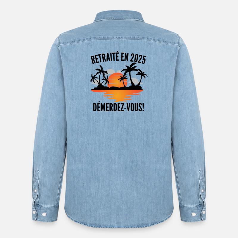 Retired in 2025 T-shirt–! - Men’s Organic Denim Shirt by Stanley/Stella - light wash