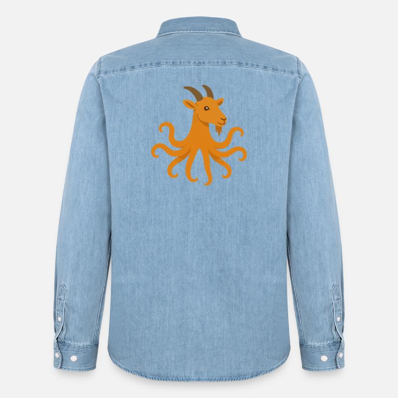 Der Oktopus oder Ziegen-Oktopus - Männer Jeanshemd Organic von Stanley/Stella - verwaschenes Hellblau