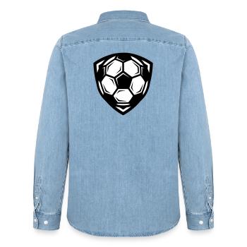 Soccer Ball - Men’s Organic Denim Shirt by Stanley/Stella - light wash - Back - AI Model Male 185 light (185cm)