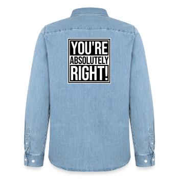 You're Absolutely Right Lustig Sarkastisch KI Logo - Männer Jeanshemd Organic von Stanley/Stella - verwaschenes Hellblau - Hinten - AI Model Male 185 light (185cm)