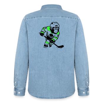 Gorille de hockey sur glace - Chemise en denim homme bio Stanley/Stella - bleu clair délavé - Dos - AI Model Male 185 light (185cm)