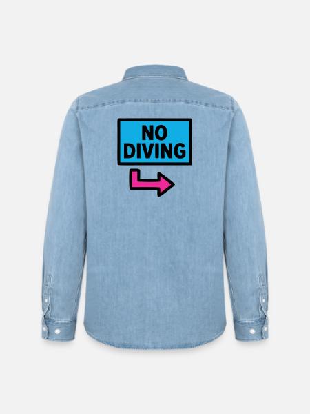 No Diving Schild Pool Retro - Männer Jeanshemd Organic von Stanley/Stella - verwaschenes Hellblau