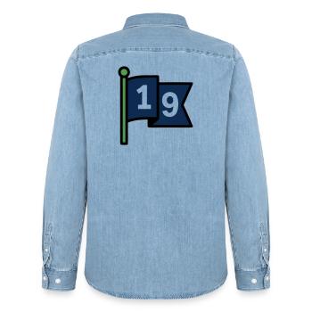 Loch 19 Golffahne Golfclub Herrenausflug Bier - Männer Jeanshemd Organic von Stanley/Stella - verwaschenes Hellblau - Hinten - AI Model Male 185 light (185cm)