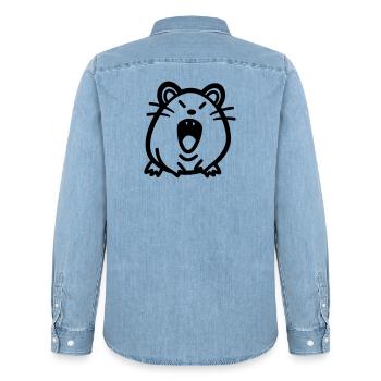 Maus - Männer Jeanshemd Organic von Stanley/Stella - verwaschenes Hellblau - Hinten - AI Model Male 185 light (185cm)