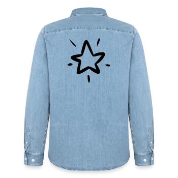 Sternen Solo - Männer Jeanshemd Organic von Stanley/Stella - verwaschenes Hellblau - Hinten - AI Model Male 185 light (185cm)