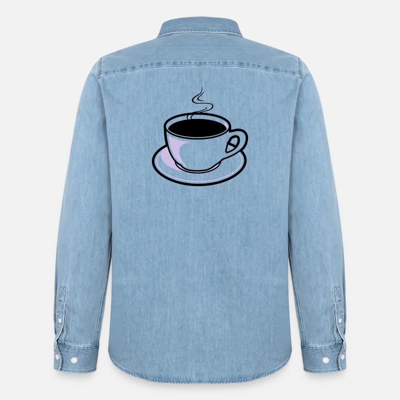 Kaffee, Tasse, Koffein - Männer Jeanshemd Organic von Stanley/Stella - verwaschenes Hellblau