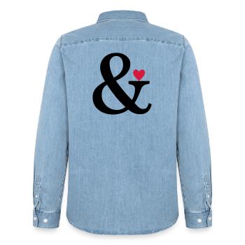 Ampersand Heart & Love Gift Sign of Love - Men’s Organic Denim Shirt by Stanley/Stella - light wash - Back - AI Model Male 185 light (185cm)