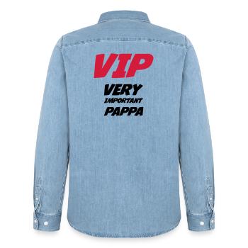 VIP Very Important Pappa - Chemise en denim homme bio Stanley/Stella - bleu clair délavé - Dos - AI Model Male 185 light (185cm)