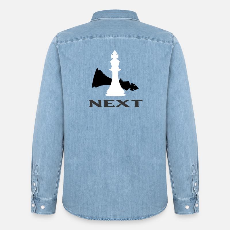 Schach - Männer Jeanshemd Organic von Stanley/Stella - verwaschenes Hellblau
