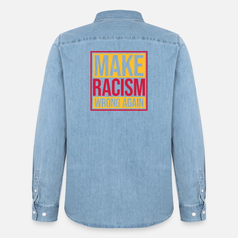 make racism wrong again - Männer Jeanshemd Organic von Stanley/Stella - verwaschenes Hellblau