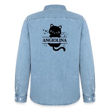 T-Shirt Angiolina T-Shirt Katze Geschenkidee Katze Katze - Männer Jeanshemd Organic von Stanley/Stella - verwaschenes Hellblau - Hinten - AI Model Male 185 light (185cm)