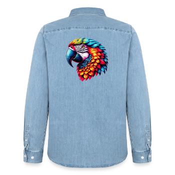 Perroquet - Chemise en denim homme bio Stanley/Stella - bleu clair délavé - Dos - AI Model Male 185 light (185cm)