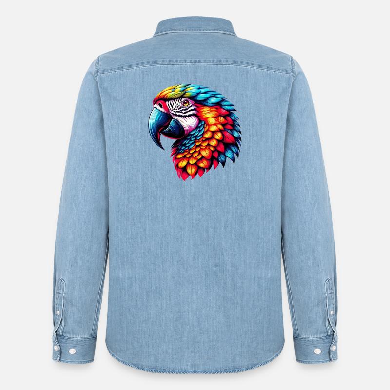 Papagei - Männer Jeanshemd Organic von Stanley/Stella - verwaschenes Hellblau