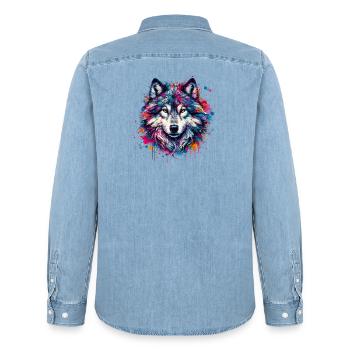 Loup - Chemise en denim homme bio Stanley/Stella - bleu clair délavé - Dos - AI Model Male 185 light (185cm)
