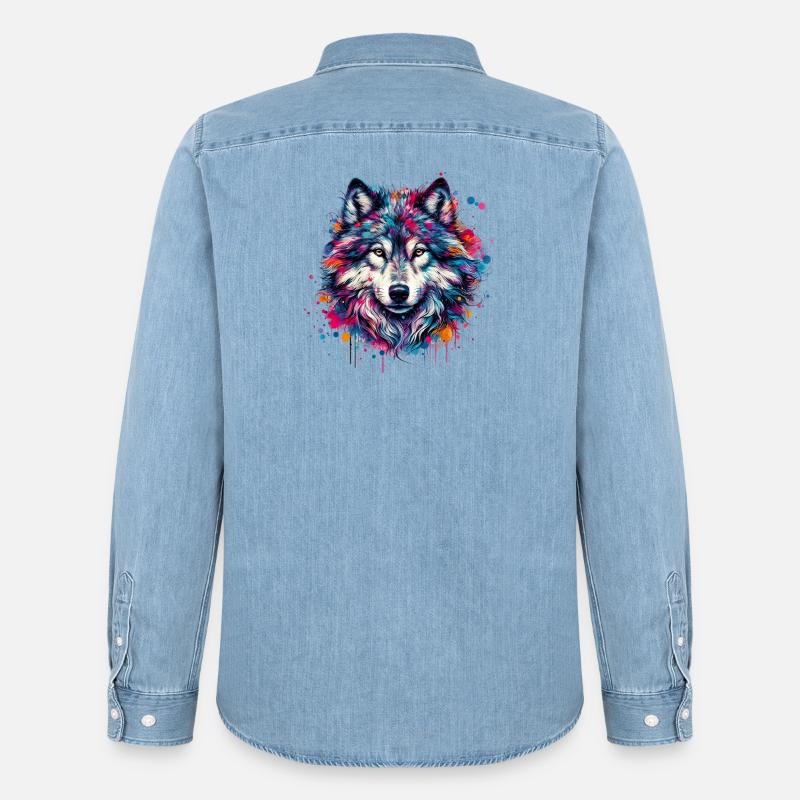 Wolf - Männer Jeanshemd Organic von Stanley/Stella - verwaschenes Hellblau