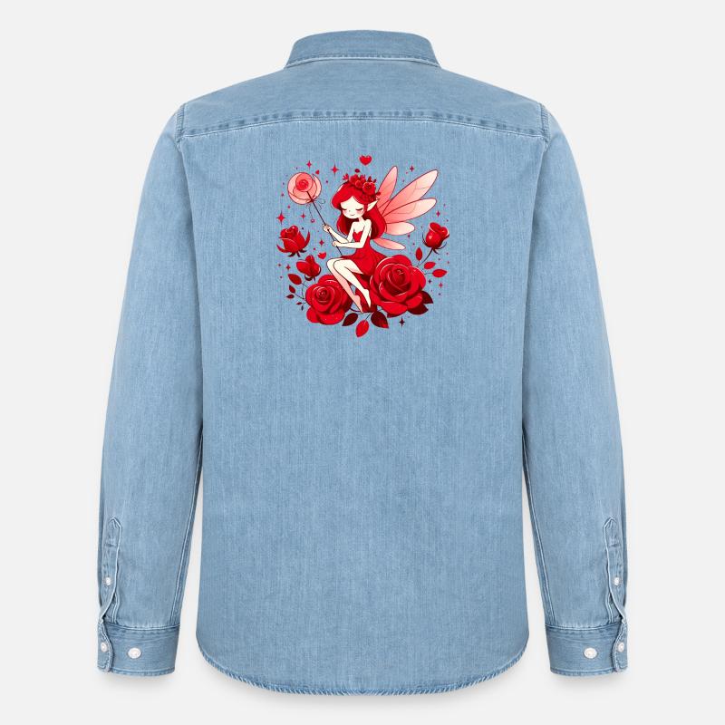 Fee der Liebe - Männer Jeanshemd Organic von Stanley/Stella - verwaschenes Hellblau