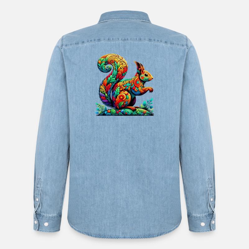 Eichhörnchen - Männer Jeanshemd Organic von Stanley/Stella - verwaschenes Hellblau