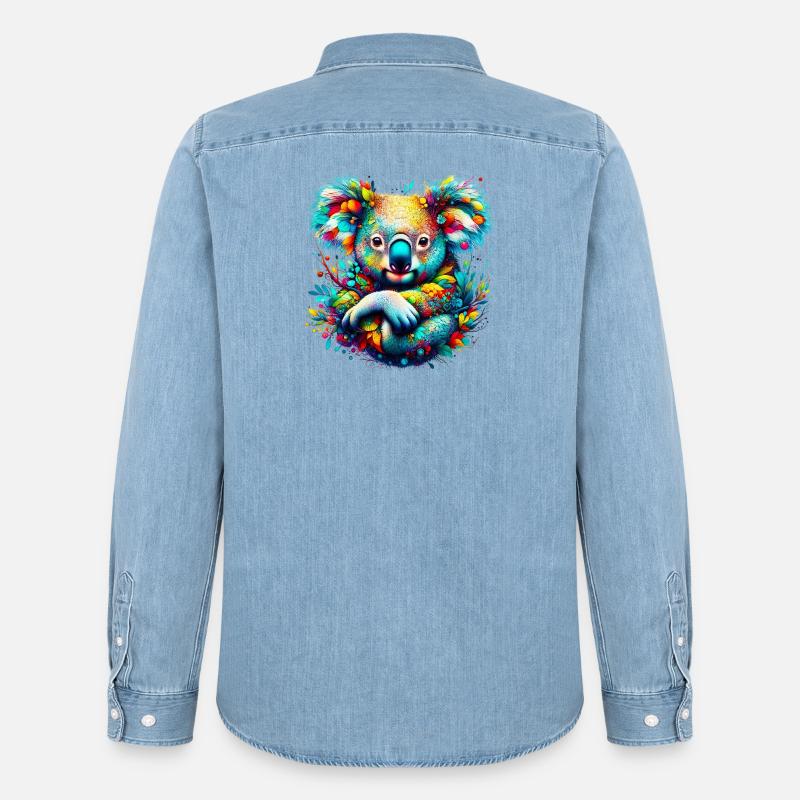 Koala - Männer Jeanshemd Organic von Stanley/Stella - verwaschenes Hellblau