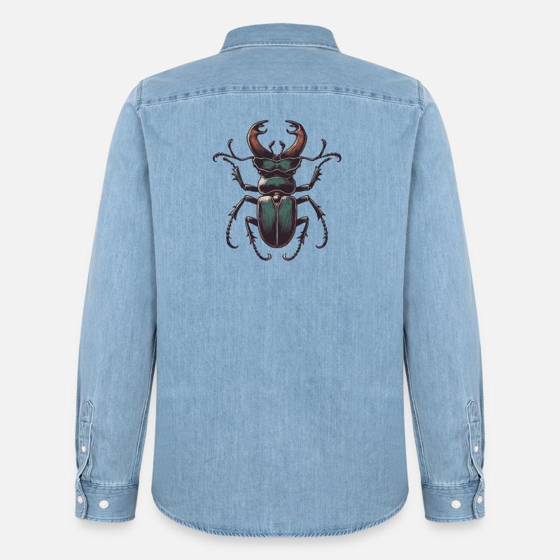 Hirschkäfer - Männer Jeanshemd Organic von Stanley/Stella - verwaschenes Hellblau