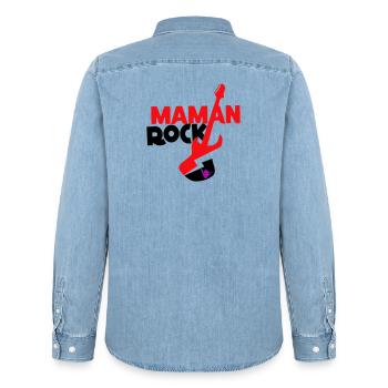 Maman rock - Chemise en denim homme bio Stanley/Stella - bleu clair délavé - Dos - AI Model Male 185 light (185cm)