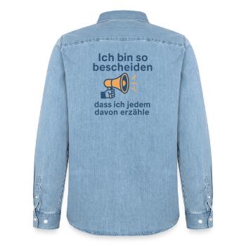 Ich bin so bescheiden - Männer Jeanshemd Organic von Stanley/Stella - verwaschenes Hellblau - Hinten - AI Model Male 185 light (185cm)