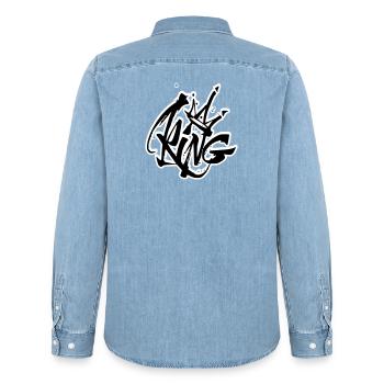 Lettrage King Graffiti - Chemise en denim homme bio Stanley/Stella - bleu clair délavé - Dos - AI Model Male 185 light (185cm)