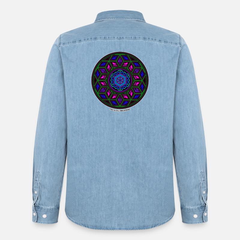 Fractal Evolution Experience Kaleidoskop Mandala - Männer Jeanshemd Organic von Stanley/Stella - verwaschenes Hellblau