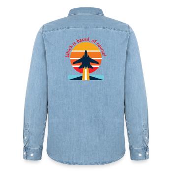 Retro airplane in sunset (Based?!) - Men’s Organic Denim Shirt by Stanley/Stella - light wash - Back - AI Model Male 185 light (185cm)
