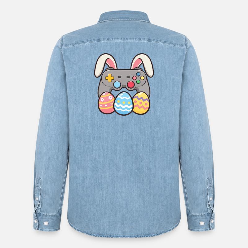 Bunny Gaming Controller Easter Gamer Spaß - Männer Jeanshemd Organic von Stanley/Stella - verwaschenes Hellblau