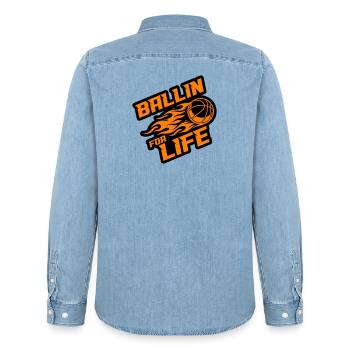 Basketball Ballin Spruch - Männer Jeanshemd Organic von Stanley/Stella - verwaschenes Hellblau - Hinten - AI Model Male 185 light (185cm)