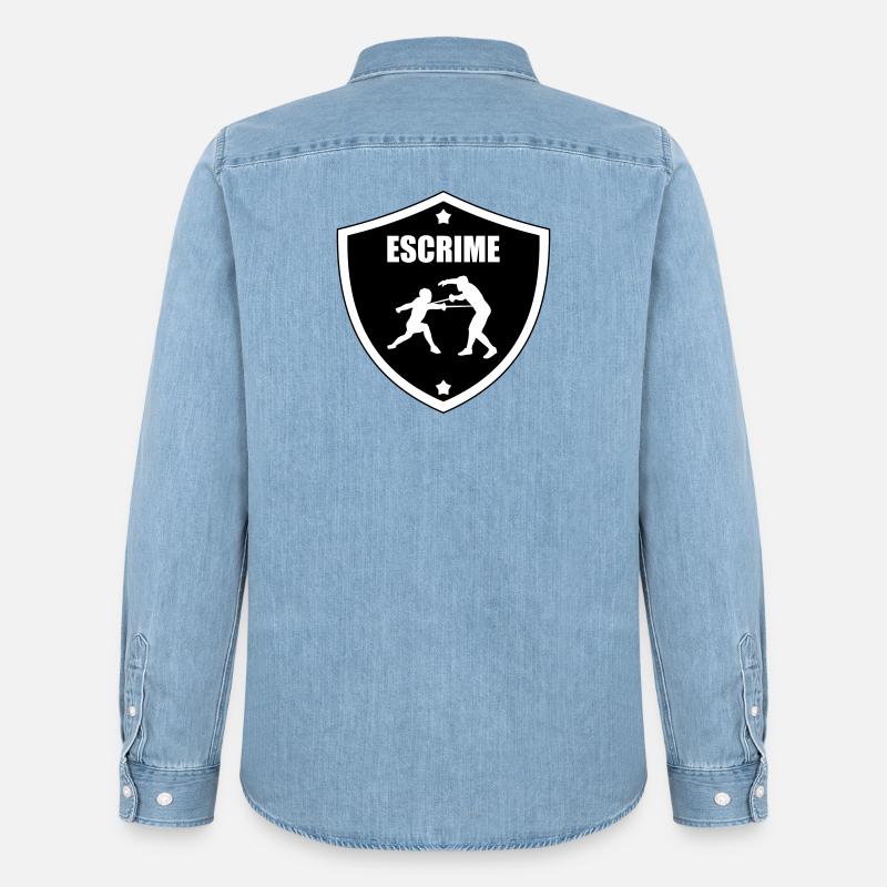 Fechtwappen: das Schild der Teilnehmer - Männer Jeanshemd Organic von Stanley/Stella - verwaschenes Hellblau