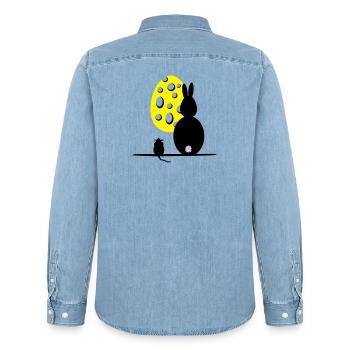 Mäuseosterei - Männer Jeanshemd Organic von Stanley/Stella - verwaschenes Hellblau - Hinten - AI Model Male 185 light (185cm)