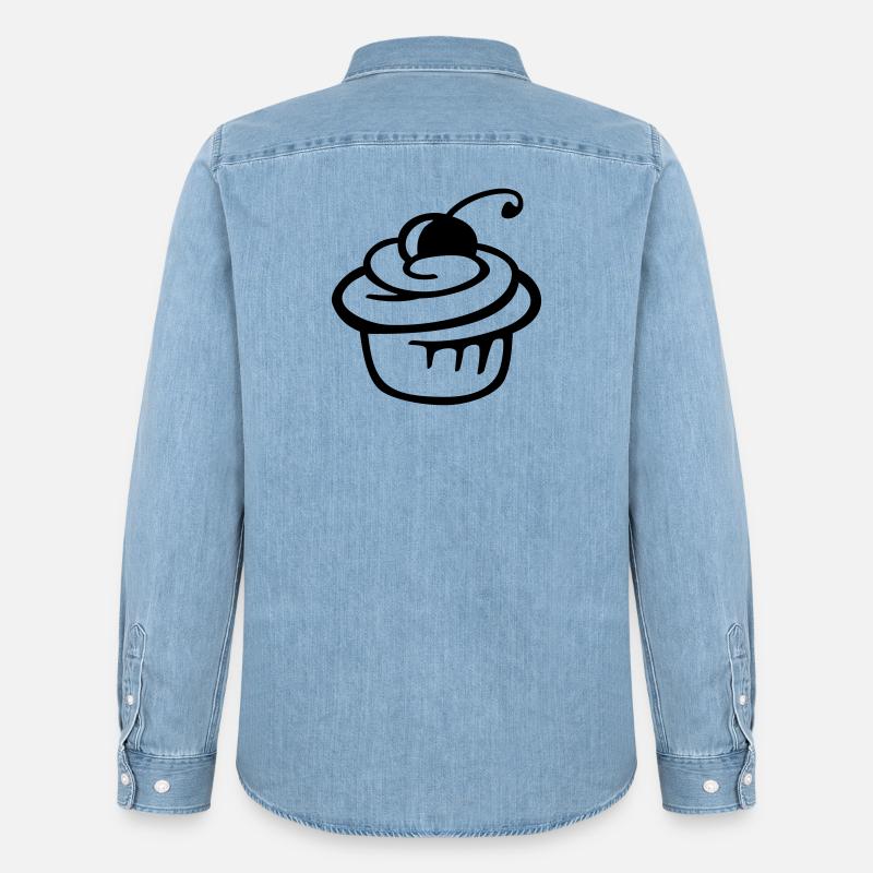 Cupcake Kirsche – Süßer Kuchen & Partyspaß - Männer Jeanshemd Organic von Stanley/Stella - verwaschenes Hellblau