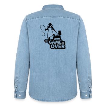 game over junggesellenabschied - Männer Jeanshemd Organic von Stanley/Stella - verwaschenes Hellblau - Hinten - AI Model Male 185 light (185cm)