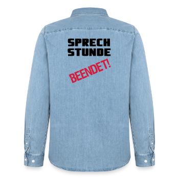 Sprechstunde beendet Medizin Spruch Geschenk - Männer Jeanshemd Organic von Stanley/Stella - verwaschenes Hellblau - Hinten - AI Model Male 185 light (185cm)