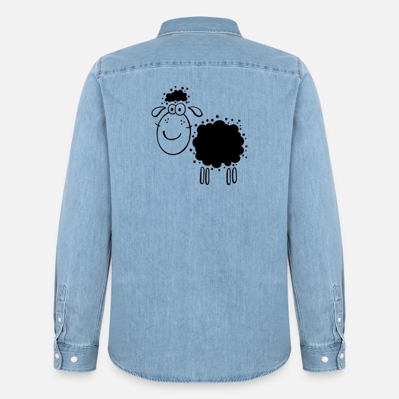 Wolliges Schaf - Schafe - Schäfchen - Comic - Männer Jeanshemd Organic von Stanley/Stella - verwaschenes Hellblau