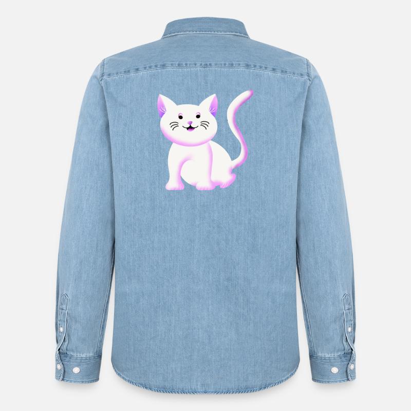 Süßes Kätzchen | Katze | Geschenkidee - Männer Jeanshemd Organic von Stanley/Stella - verwaschenes Hellblau