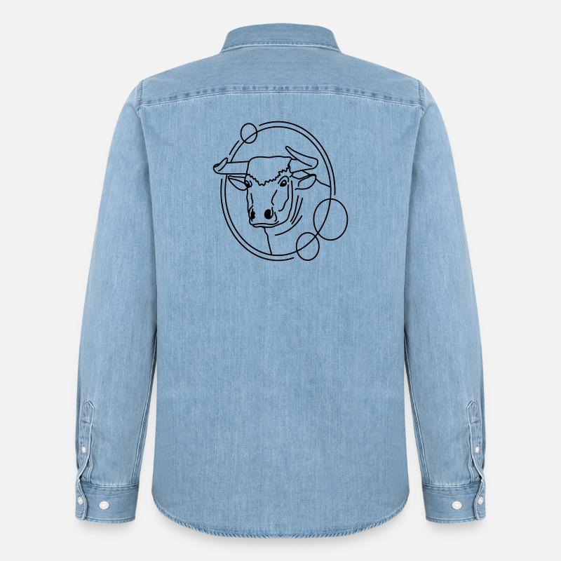 Stier in geometrischer Form - Line-Art-Design - Männer Jeanshemd Organic von Stanley/Stella - verwaschenes Hellblau
