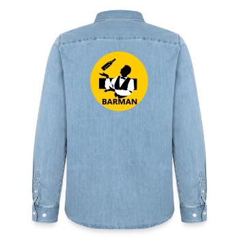 Barman - Chemise en denim homme bio Stanley/Stella - bleu clair délavé - Dos - AI Model Male 185 light (185cm)