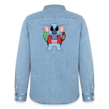 Gas station attendant Koala gas station - Men’s Organic Denim Shirt by Stanley/Stella - light wash - Back - AI Model Male 185 light (185cm)