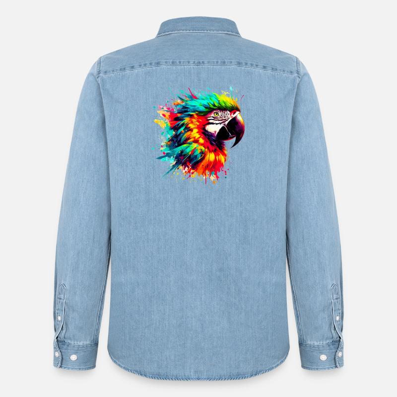 Papagei - Männer Jeanshemd Organic von Stanley/Stella - verwaschenes Hellblau