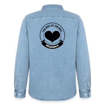 Beste Mama - Muttertag - Männer Jeanshemd Organic von Stanley/Stella - verwaschenes Hellblau - Hinten - AI Model Male 185 light (185cm)