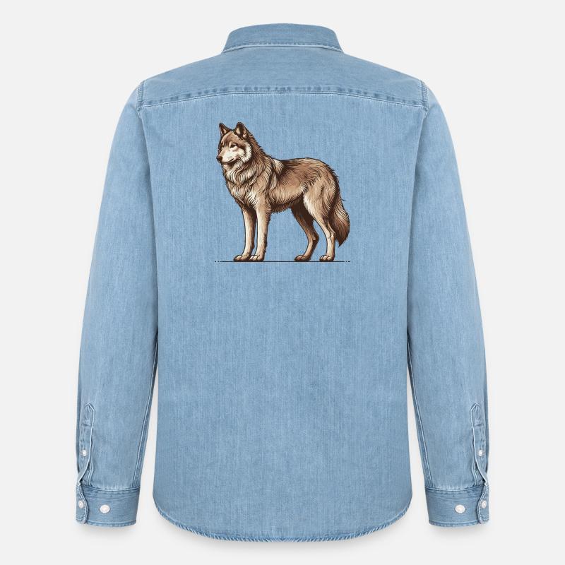 Wolf - Männer Jeanshemd Organic von Stanley/Stella - verwaschenes Hellblau