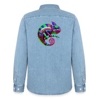 Caméléon - Chemise en denim homme bio Stanley/Stella - bleu clair délavé - Dos - AI Model Male 185 light (185cm)